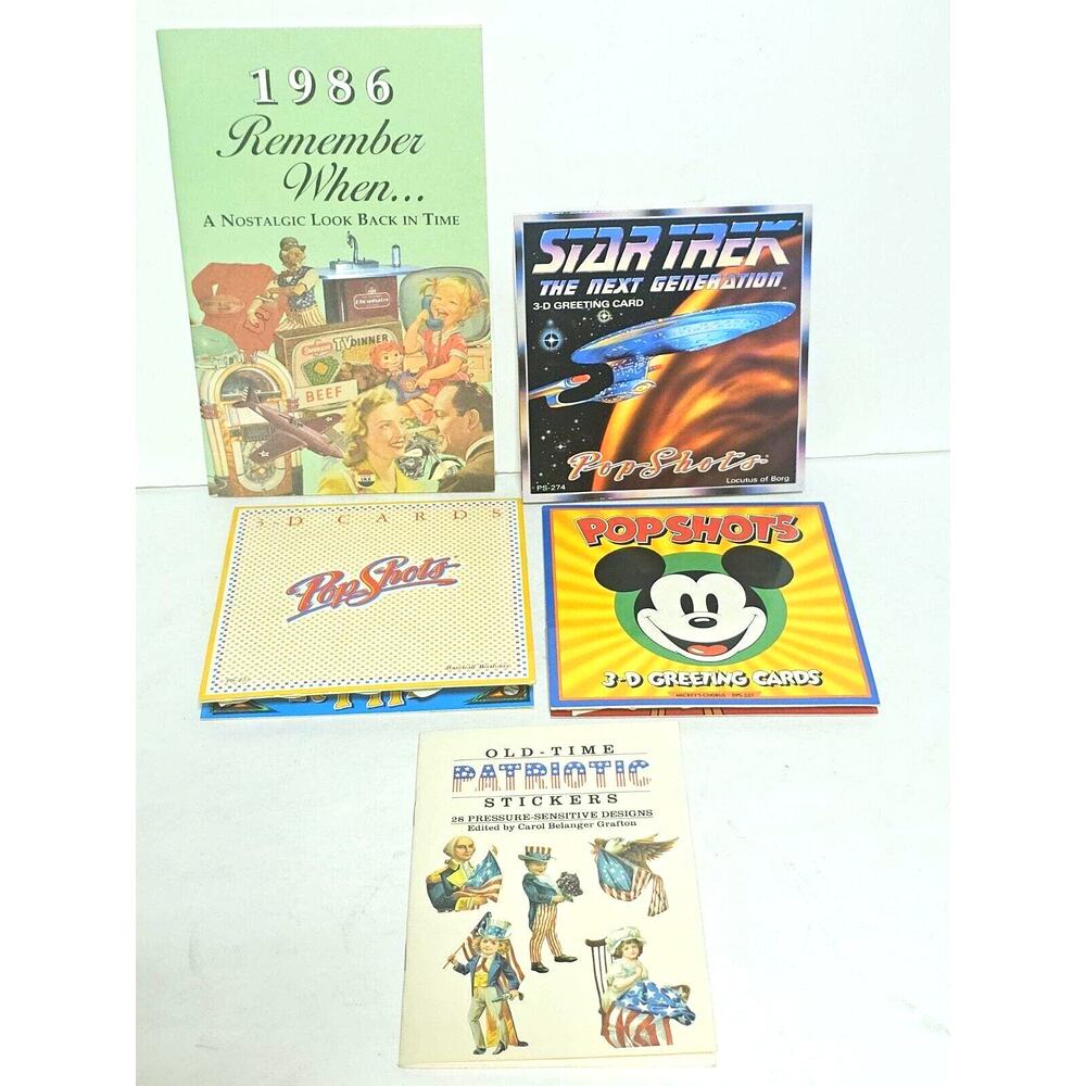 Vtg Pop Shot 3-D Cards Star Trek, Mickey Mouse, Baseball Remember When & More
